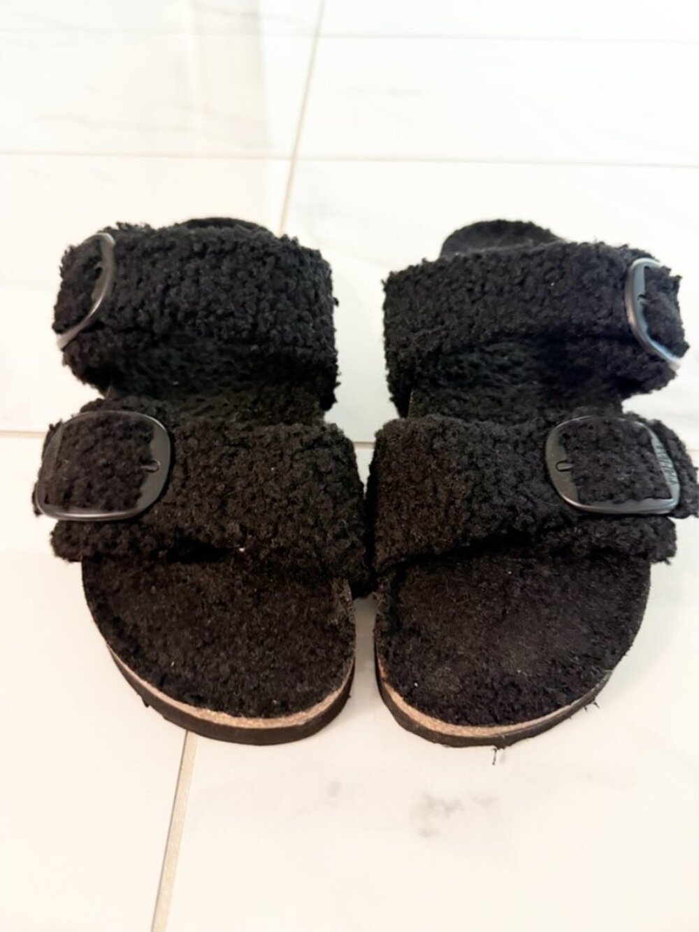 Mad Love Selema Black Boucle Lined Footbed Sandals 9 - Picture 3 of 11